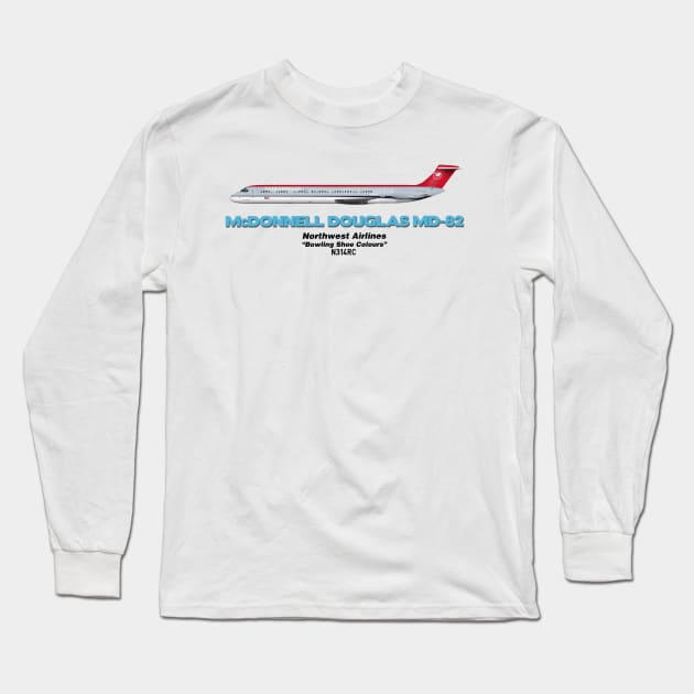 McDonnell Douglas MD-82 - Northwest Airlines "Bowling Shoe Colours" Long Sleeve T-Shirt by TheArtofFlying